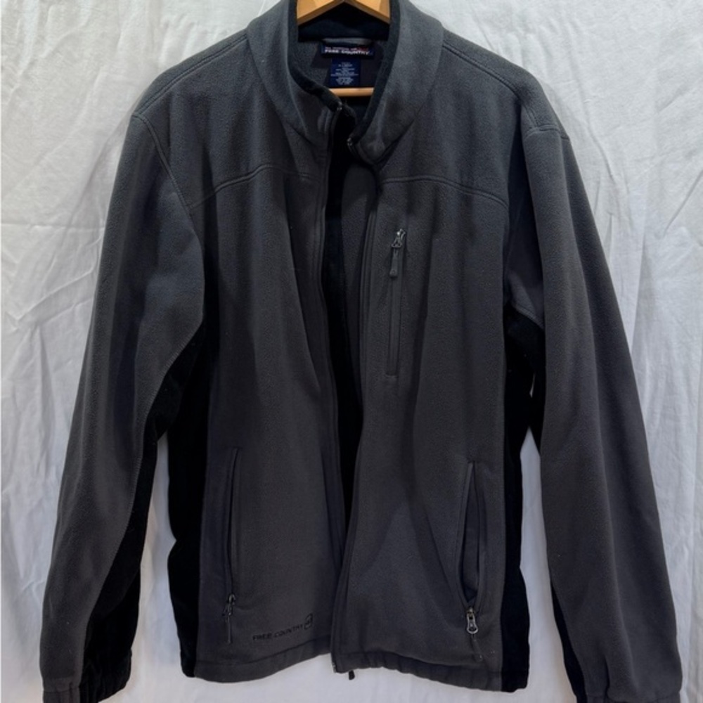 Free Country Men's Black and Dark Gray Lightweight Fleece Jacket